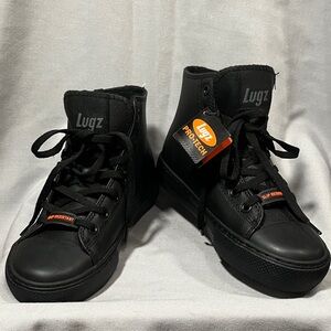 Lugz Black High-Top Sneakers with Orange Details